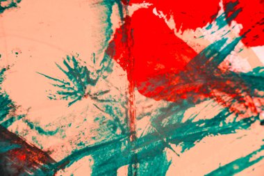 Kırmızı gözlüklerle kağıt üzerinde fırça darbeleri. Eski, dokulu arka plan. Masaüstü duvar kağıtları, makro, guaj, suluboya. Albüm koleksiyonu için doku. El yapımı çizim