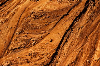 Grunge, detaylı ıslak çamur dokusu. Yağmurdan damlayan çamur, güneş ışığı. Mars 'ın yüzeyi. Dinamik parlak renkler, yüksek detaylar. Duvar kağıdı arkaplanı