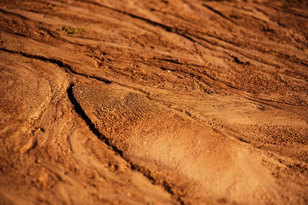 グランジ 詳細なクローズアップぬれた粘土質の質感 日光からの滴でぬれた泥 火星の表面 ダイナミック明るい色 高詳細 壁紙の背景 — ストック写真