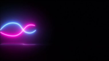 Siyah zemin üzerinde bir buzağı olan neon dalgalı çizgiler sırayla birbirine dokuyor. Yüksek kaliteli FullHD görüntüler