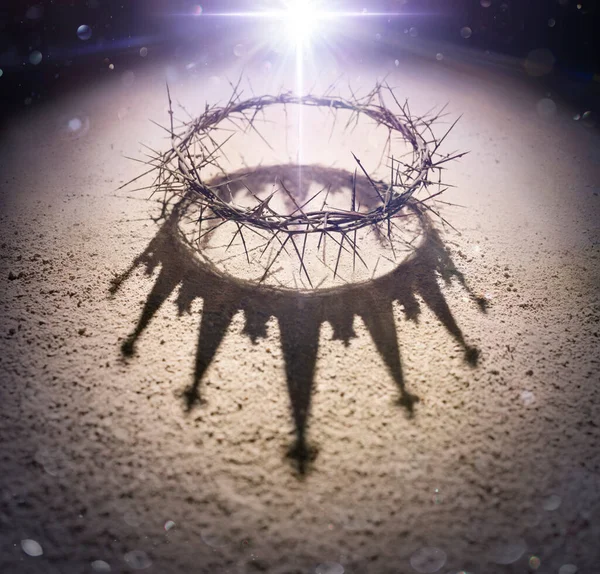 Dornenkranz Mit Königskronenschatten Königssymbol Jesu — Stockfoto