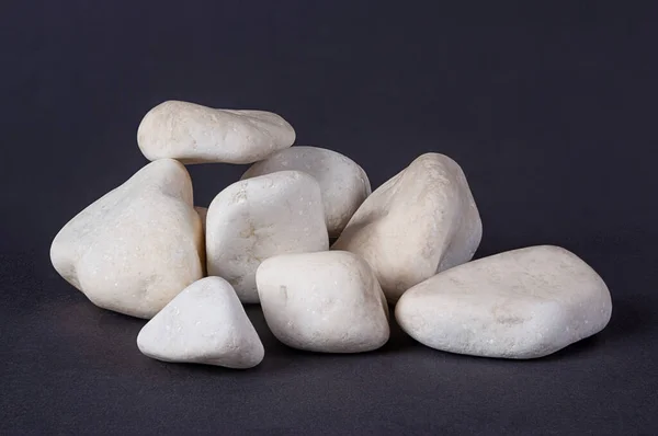 stock image SONY DSC White sea stones, treated with sea water, look good on a gray background, photographed in a studio with artificial lighting.