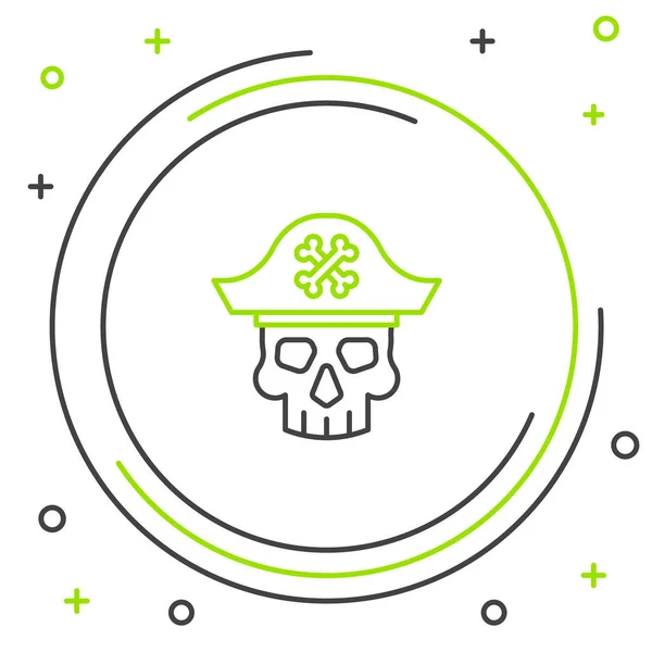 Zeile Piratenkapitän Symbol Isoliert Auf Weißem Hintergrund Buntes Rahmenkonzept Vektor — Stockvektor