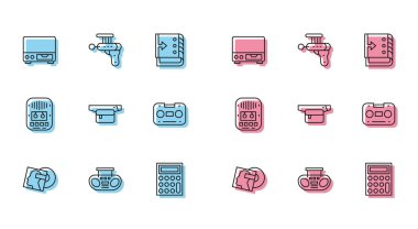 İki hoparlörlü Vinyl Home stereo Eski video kaset oynatıcı, muz Retro bant kaset çanta ve Ray tabanca ikonu. Vektör.