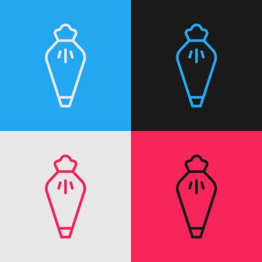 Krem rengi arka planda izole edilmiş krema ikonu olan pastalar için pop sanat eseri poşeti. Mutfak gereçleri ve aletler. Vektör.