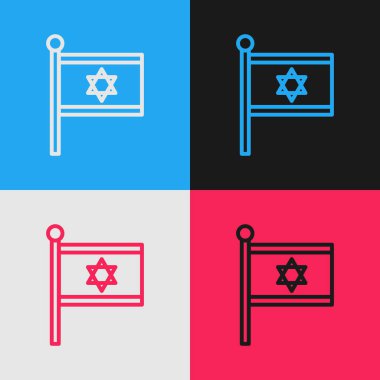 İsrail 'in Pop Sanat Sanatı Sanatı ikonu renk arkaplanında izole edilmiş. Ulusal vatanseverlik sembolü. Vektör.