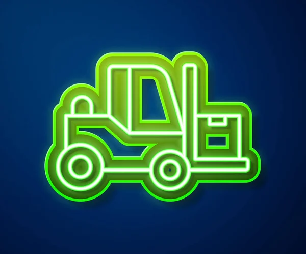 Glowing Neon Line Forklift Truck Icon Isolated Blue Background Fork — Archivo Imágenes Vectoriales