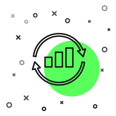 Siyah çizelge, çizelge, çizelge, diyagram, bilgi, beyaz arkaplanda izole edilmiş turta grafik simgesi. Vektör.