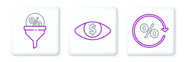 Set Line Discount Procent Tag Lead Management Eye Met Dollarpictogram — Stockvector