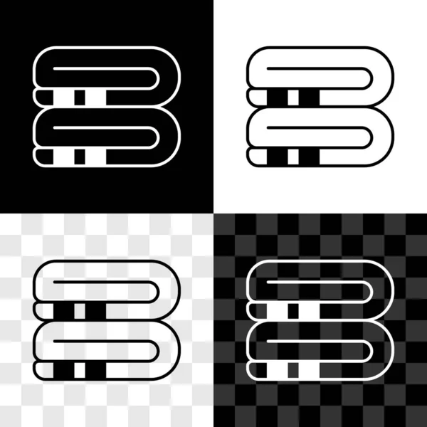 Set Handtuchstapel Symbol Isoliert Auf Schwarz Weißem Transparentem Hintergrund Vektor — Stockvektor