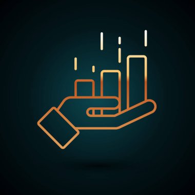 Finansal büyüme ikonu koyu mavi arka planda izole edildi. Gelirleri arttırıyorum. Vektör