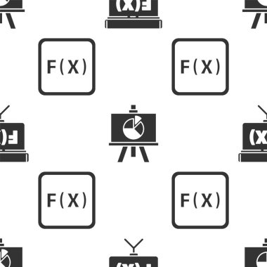 Tebeşir tahtası, tebeşir tahtası diyagram ve fonksiyon matematiksel sembolünü pürüzsüz desen üzerine kur. Vektör.