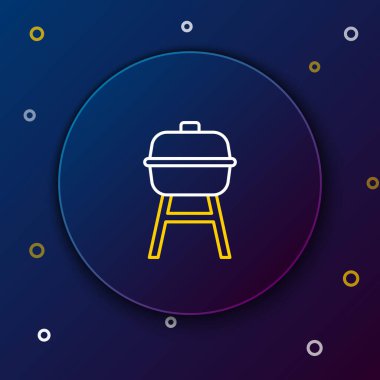 Barbekü ızgara simgesi mavi arkaplanda izole edildi. Barbekü ızgara partisi. Renkli taslak konsepti. Vektör