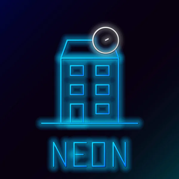 Ligne Lumineuse Néon Icône Maison Isolée Sur Fond Noir Symbole — Image vectorielle