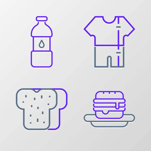 设置系列垃圾食品 运动运动服和水壶图标 — 图库矢量图片