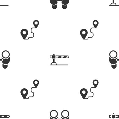 Dürbünü, park yeri bariyerini ve güzergahı kusursuz şekilde ayarla. Vektör.