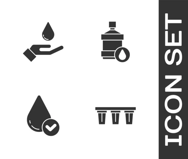 Definir Filtro Água Lavar Mãos Com Sabão Gota Ícone Água —  Vetores de Stock