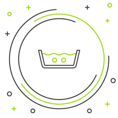 Beyaz arka planda 40 derecenin altındaki çizgi yıkama ikonu izole edildi. Sıcaklık temizliği. Renkli taslak konsepti. Vektör