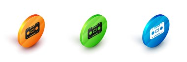 Isometric Retro ses kaset simgesi beyaz arkaplanda izole edildi. Çember düğmesi. Vektör.