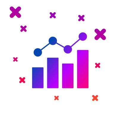 Renk Finansal Büyüme Simgesi beyaz arka planda izole edildi. Gelirleri arttırıyorum. Kademeli rastgele dinamik şekiller. Vektör.