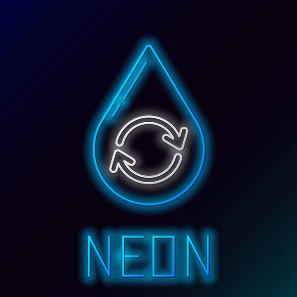Zářící Neonová Čára Recyklujte Čistou Ikonu Aqua Izolovanou Černém Pozadí — Stockový vektor