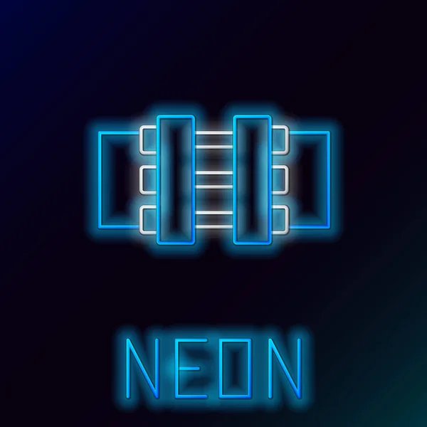 Glödande Neon Line Industri Metallrör Och Ventil Ikon Isolerad Svart — Stock vektor