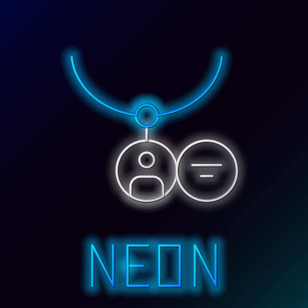Zářící Neonová Čára Medailon Ikonu Náhrdelníku Izolované Černém Pozadí Barevný — Stockový vektor