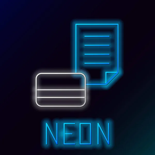 Glödande Neon Line Kreditkort Ikon Isolerad Svart Bakgrund Betalning Online — Stock vektor