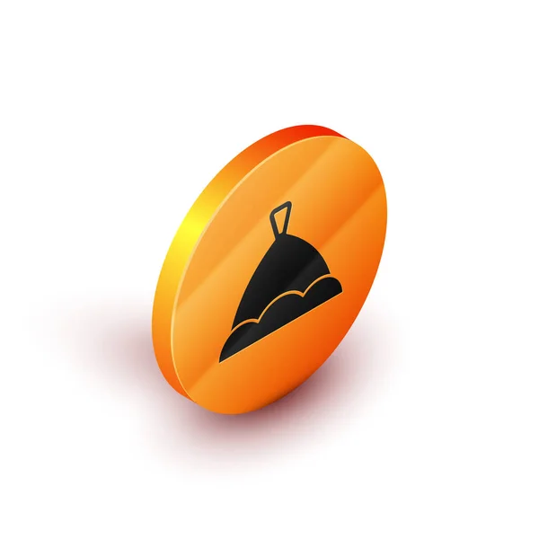 Isometric Sauna Hat Icon Isolated White Background Orange Circle Button — Stock Vector