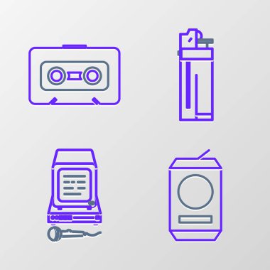 Bira Kutusu Çakmağı ve Retro ses kaset simgesini ayarla. Vektör.