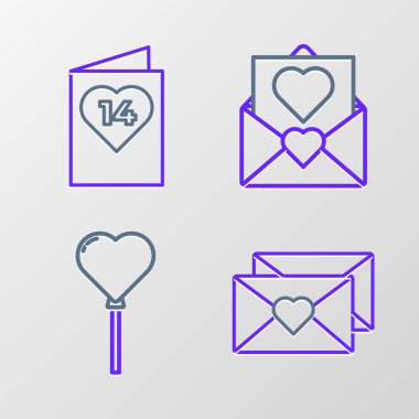 Zarfı sevgililer günü balonları şeklinde ve sevgililer günü broşürlü olarak ayarla. Vektör.