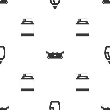 Şişeyi temizleme, ısı temizleme ve çamaşır makinesine ayarlayın. Vektör.