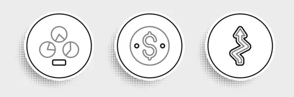 Ange Linje Pil Pie Diagram Infographic Och Dollar Symbol Ikon — Stock vektor