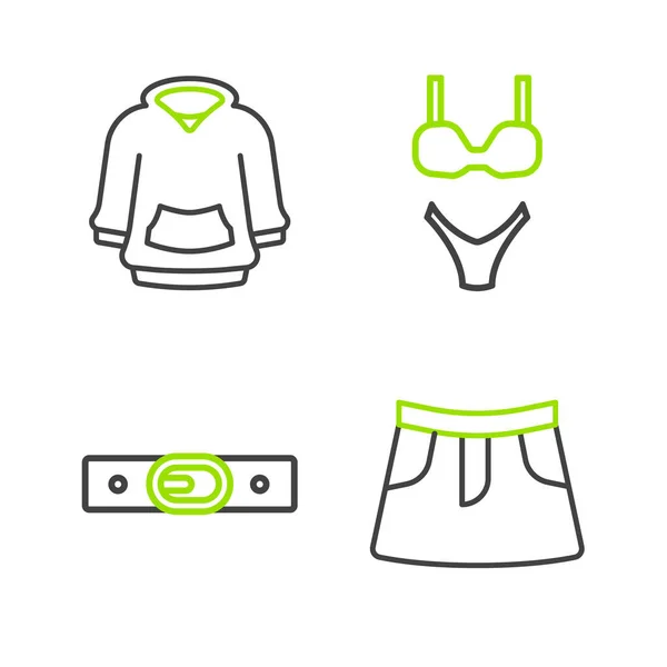 Set Line Skirt Belt Swimsuit Hoodie Icon Vektor — Stockový vektor