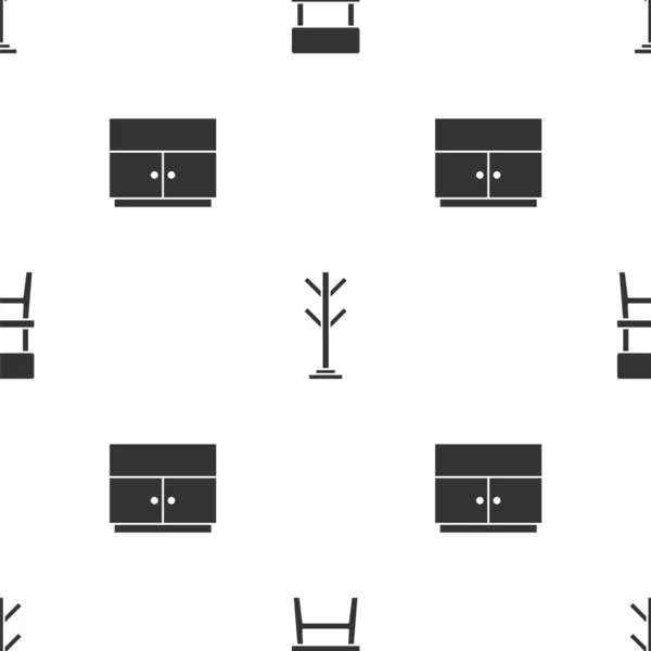Set Chair Coat Stand Και Ντουλάπα Αδιάλειπτη Μοτίβο Διάνυσμα — Διανυσματικό Αρχείο
