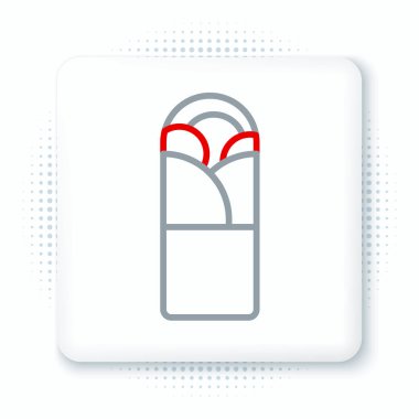 Çizgi Doner kebap simgesi beyaz arkaplanda izole edildi. Shawarma işareti. Sokak fast food menüsü. Renkli taslak konsepti. Vektör