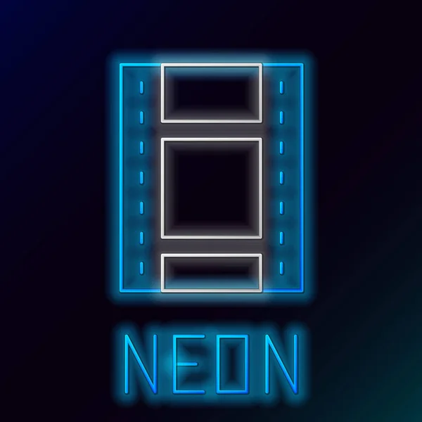 Glödande Neon Line Spela Video Ikonen Isolerad Svart Bakgrund Filmskylt — Stock vektor