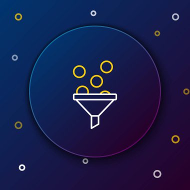 Hat Yönetimi simgesi mavi arkaplanda izole edildi. Paralı huni. Hedef müşteri iş konsepti. Renkli taslak konsepti. Vektör