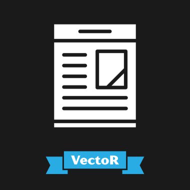 Siyah arka planda izole edilmiş ölüm ilanlarını gösteren beyaz gazete ilanı. Vektör.