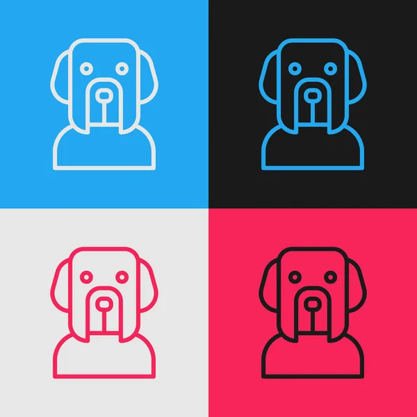 Pop Art Line Dog Icon Isolated Color Background Vector — Stock Vector