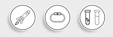 Test tüpü ve matara, ateşli roket gemisi ve Smartwatch ikonu. Vektör