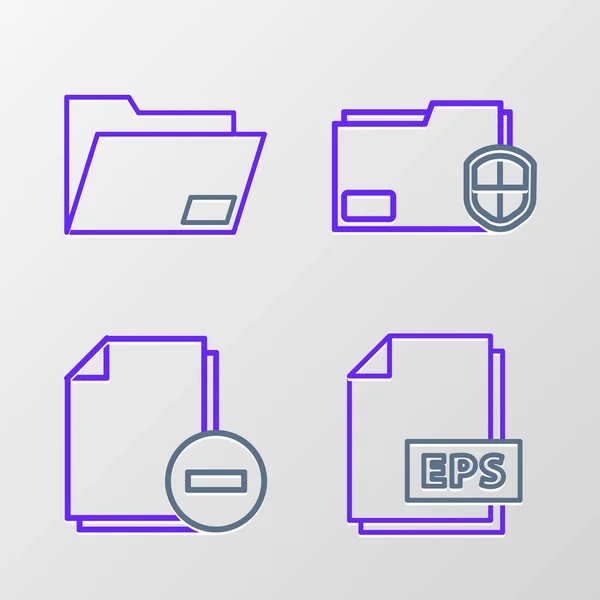 设置行Eps文件 带有负号的文档 文件夹保护和图标 — 图库矢量图片