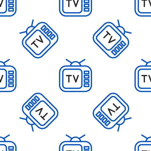 Çizgi Retro Simgesi Beyaz Arkaplanda Izole Edilmiş Kusursuz Desen Televizyon — Stok Vektör