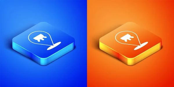 Isometric Udder Icon Isolated Blue Orange Background Square Button Vector — Stock Vector