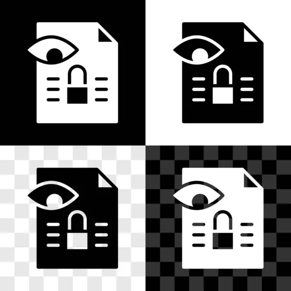 Set Journalistic Investigation Icon Isolated Black White Transparent Background Financial — Stock Vector