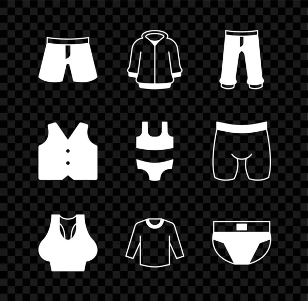 Set Short Pantalon Sweat Capuche Pantalon Maillot Bain Pull Culotte — Image vectorielle