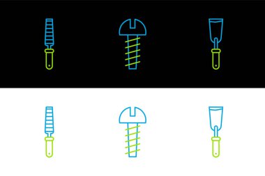 Çizgi macunu bıçağı, tahta ve metal vida ikonu için keski aleti. Vektör