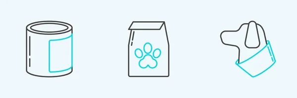 Set Hund Konserven Und Beutel Für Haustier Symbol Vektor — Stockvektor