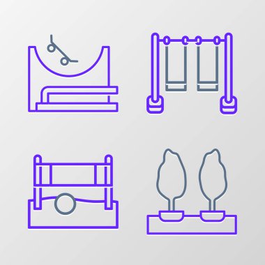 Forest hattı, voleybol topu, Double swing ve Paten Parkı ikonu. Vektör