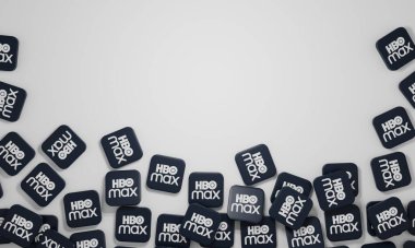 Melitopol, Ukrayna - 21 Kasım 2022: HBO Max simgesi renk arkaplanında izole edildi. HBO Max, premium video içeriğini izlemek için yeni bir yayın servisidir.